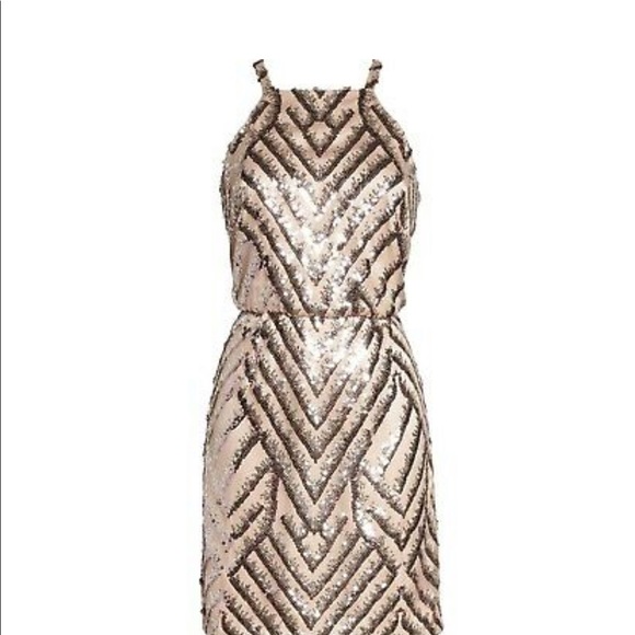 NWT Vince Camuto Blouson Sequined Halter Dress Sz 2 - Picture 4 of 7